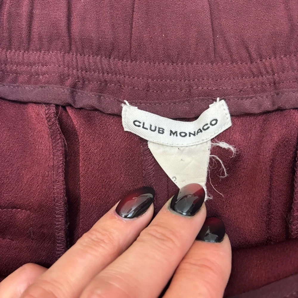 Ladies Club Monaco Brand Burgundy‎ Rounded Hem Trouser Pants Size 2 Cropped